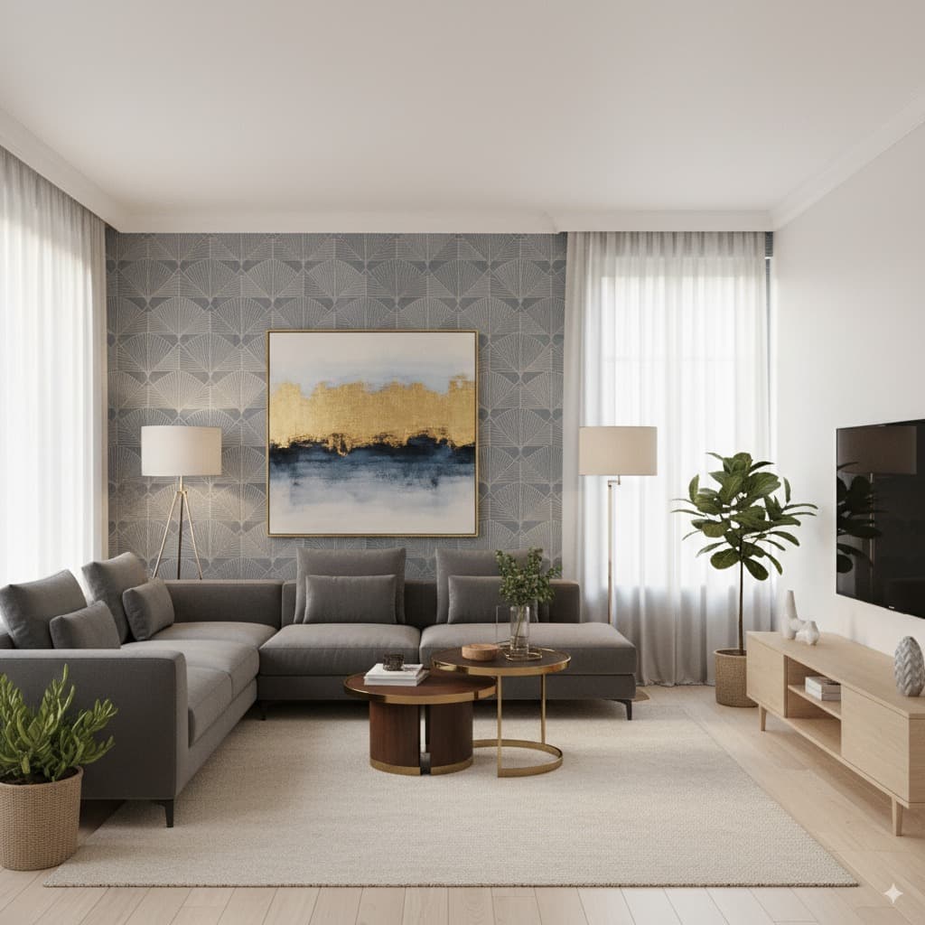 Interior Design - Background & Environment AI image editing prompt. Redesign interior rooms and add decorative elements