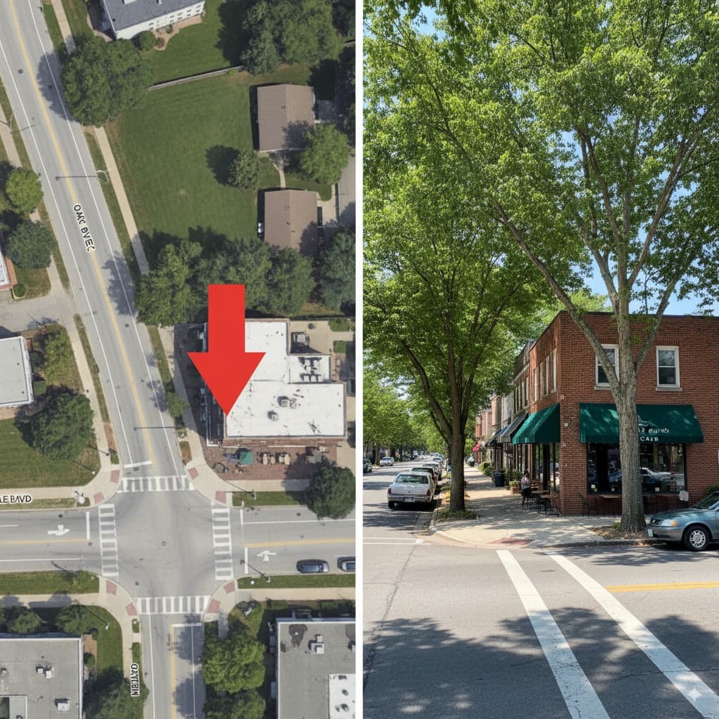 Perspective View Generation - 3D & Perspective AI image editing prompt. Show what would be seen from a specific point in an image